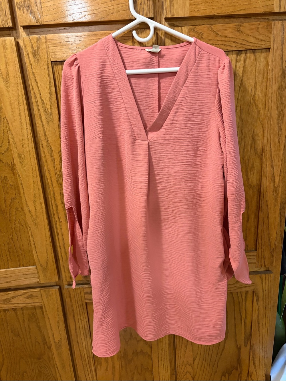 Cato Rose Pink V-Neck Long Sleeve Shift Dress
